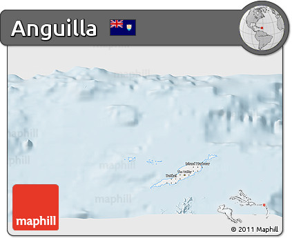 Gray 3D Map of Anguilla, single color outside