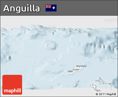 Gray 3D Map of Anguilla, single color outside