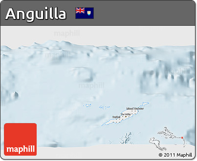 Gray 3D Map of Anguilla, single color outside