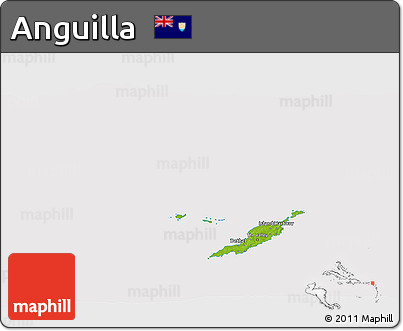 Physical 3D Map of Anguilla, cropped outside
