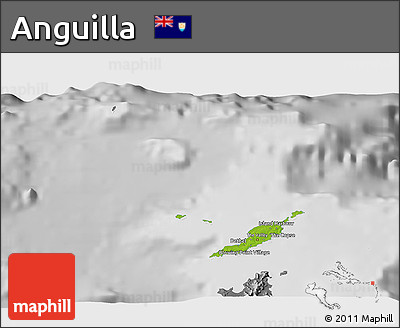 Physical 3D Map of Anguilla, desaturated