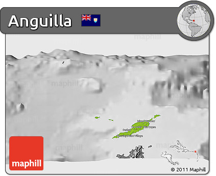 Physical 3D Map of Anguilla, desaturated