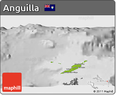 Physical 3D Map of Anguilla, desaturated