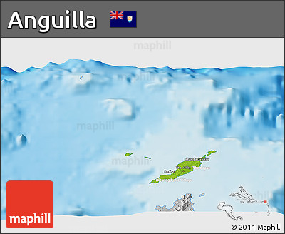 Physical 3D Map of Anguilla, lighten, desaturated, land only