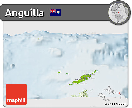 Physical 3D Map of Anguilla, lighten