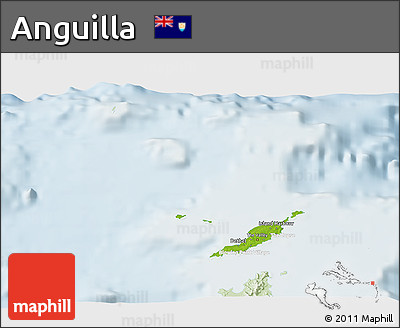 Physical 3D Map of Anguilla, lighten