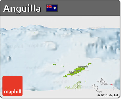 Physical 3D Map of Anguilla, lighten