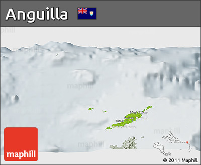 Physical 3D Map of Anguilla, lighten, semi-desaturated