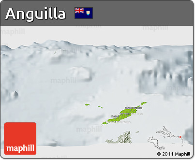 Physical 3D Map of Anguilla, lighten, semi-desaturated