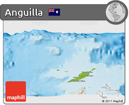Physical 3D Map of Anguilla, shaded relief outside