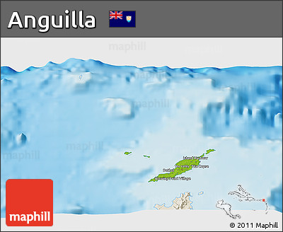 Physical 3D Map of Anguilla, shaded relief outside