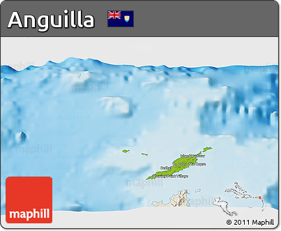 Physical 3D Map of Anguilla, shaded relief outside