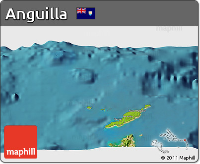 Physical 3D Map of Anguilla, single color outside, satellite sea
