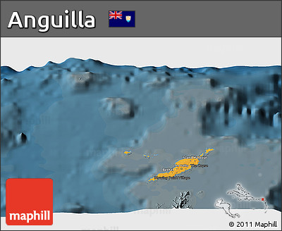 Political 3D Map of Anguilla, darken