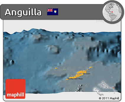 Political 3D Map of Anguilla, darken