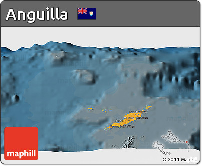 Political 3D Map of Anguilla, darken