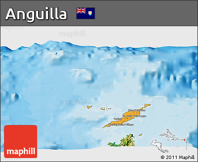 Political 3D Map of Anguilla, satellite outside, bathymetry sea