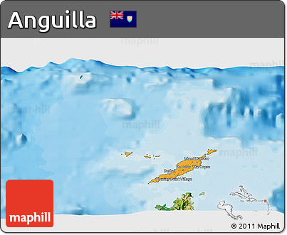 Political 3D Map of Anguilla, satellite outside, bathymetry sea