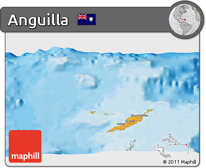 Political 3D Map of Anguilla, single color outside