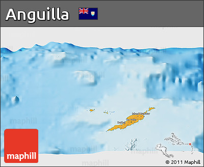 Political 3D Map of Anguilla, single color outside, shaded relief sea