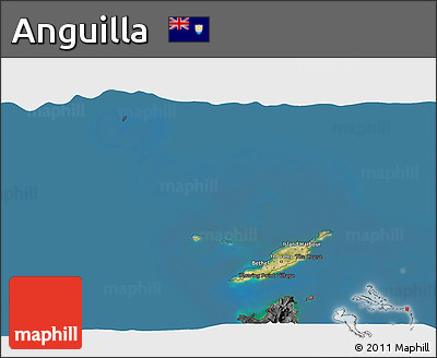 Satellite 3D Map of Anguilla, darken, desaturated, land only