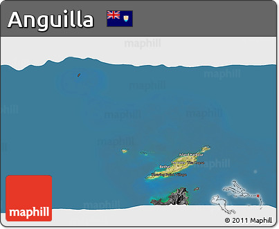 Satellite 3D Map of Anguilla, darken, desaturated, land only