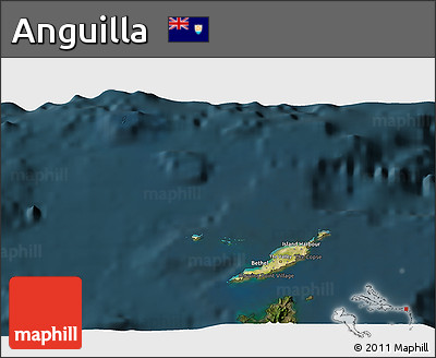 Satellite 3D Map of Anguilla, darken