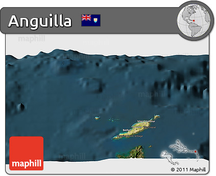 Satellite 3D Map of Anguilla, darken