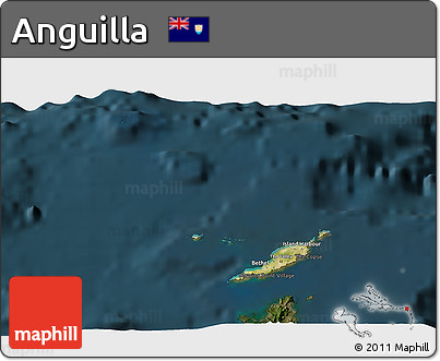 Satellite 3D Map of Anguilla, darken