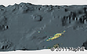 Satellite 3D Map of Anguilla, darken, semi-desaturated