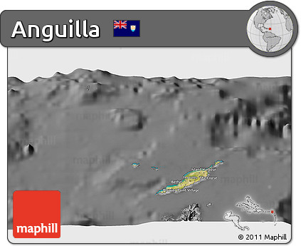 Satellite 3D Map of Anguilla, desaturated