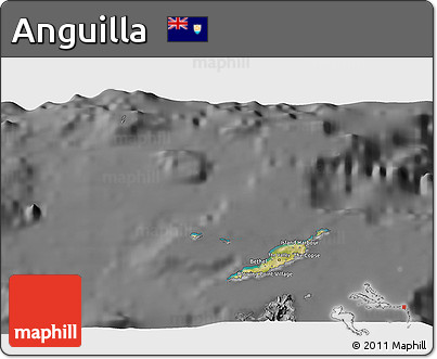 Satellite 3D Map of Anguilla, desaturated