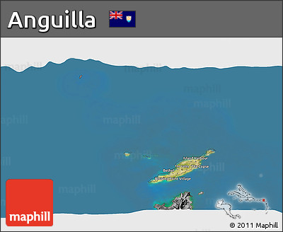 Satellite 3D Map of Anguilla, desaturated, land only