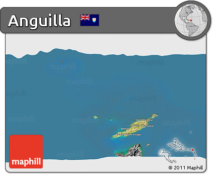 Satellite 3D Map of Anguilla, desaturated, land only