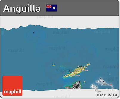 Satellite 3D Map of Anguilla, desaturated, land only