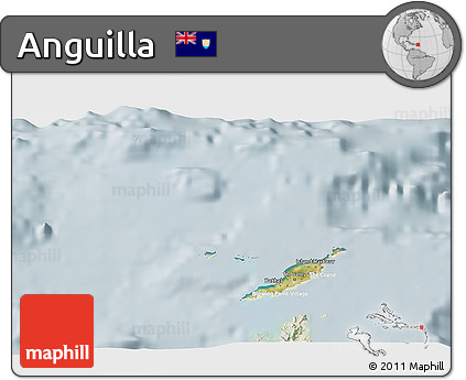 Satellite 3D Map of Anguilla, lighten