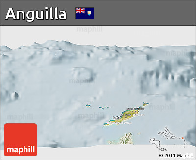 Satellite 3D Map of Anguilla, lighten