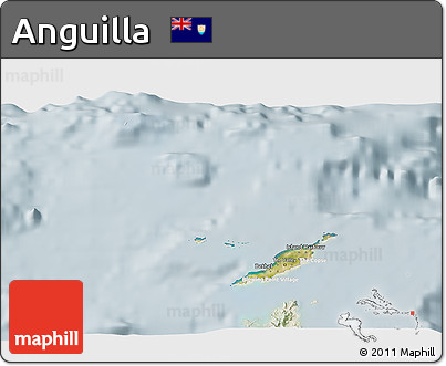 Satellite 3D Map of Anguilla, lighten