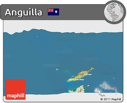 Satellite 3D Map of Anguilla, lighten, land only