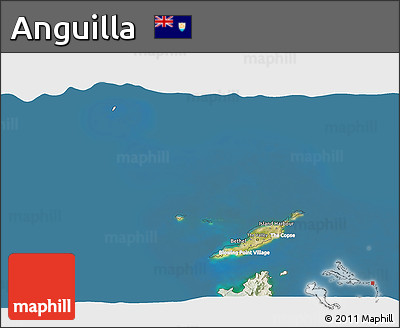 Satellite 3D Map of Anguilla, lighten, land only