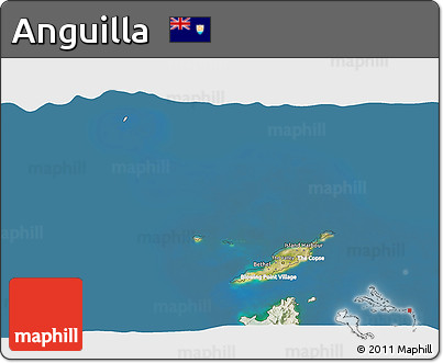 Satellite 3D Map of Anguilla, lighten, land only