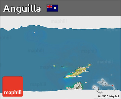 Satellite 3D Map of Anguilla, lighten, semi-desaturated, land only