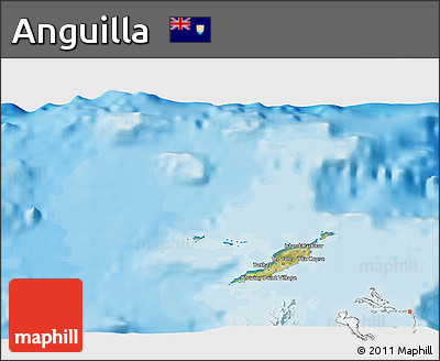 Satellite 3D Map of Anguilla, political shades outside