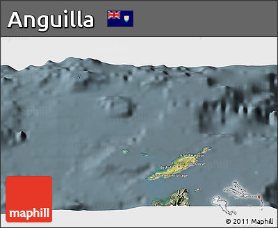 Satellite 3D Map of Anguilla, semi-desaturated