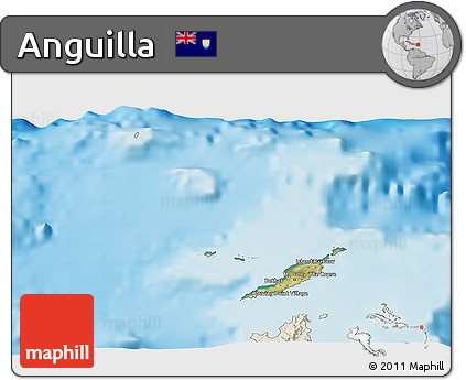 Satellite 3D Map of Anguilla, shaded relief outside