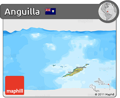 Satellite 3D Map of Anguilla, single color outside, bathymetry sea
