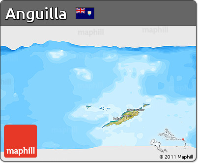 Satellite 3D Map of Anguilla, single color outside, bathymetry sea