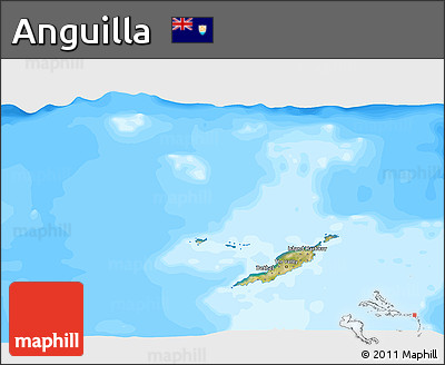 Satellite 3D Map of Anguilla, single color outside, bathymetry sea