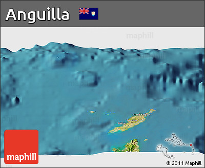 Satellite 3D Map of Anguilla, single color outside