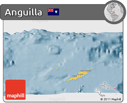 Savanna Style 3D Map of Anguilla, single color outside